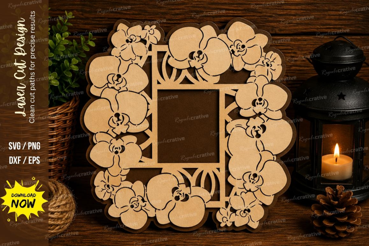 Orchid Floral Frame Laser Cut SVG File orchid svg, orchid