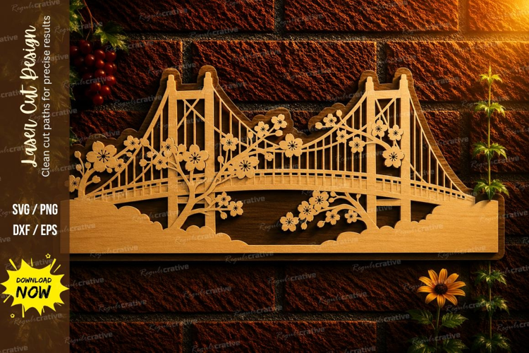 Suspension Bridge Laser Cut SVG File bridge svg, suspension