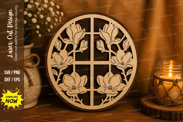 Floral Window Frame Laser Cut SVG File floral window svg