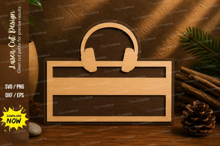 Headphone Name Sign Laser Cut SVG File headphone svg, headph