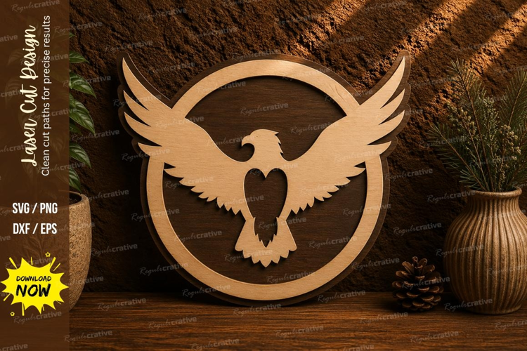 Flying Eagle Circle Laser Cut SVG File eagle svg, flying eag