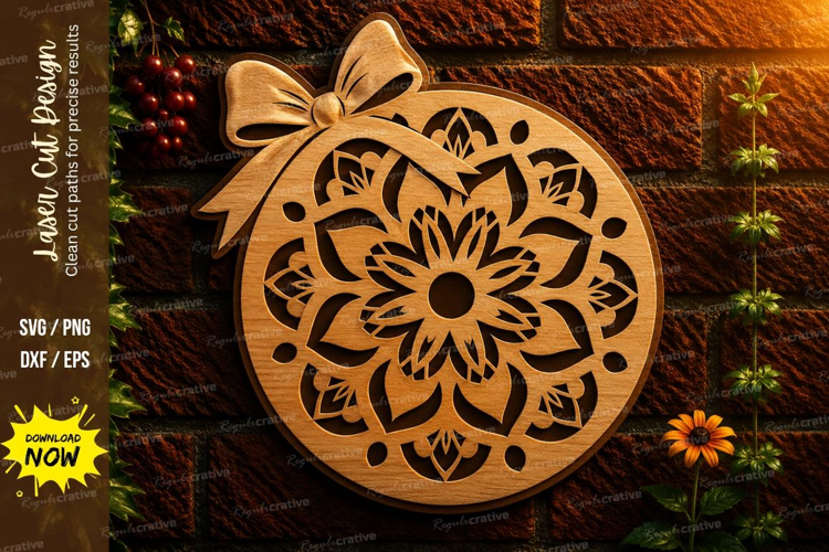 Floral Christmas Ornament Laser Cut SVG File christmas ornam