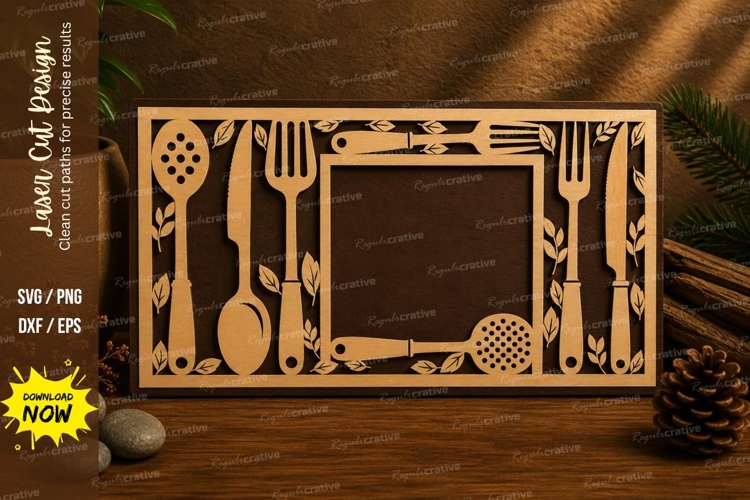 Kitchen Utensil Frame Laser Cut SVG File kitchen frame svg,