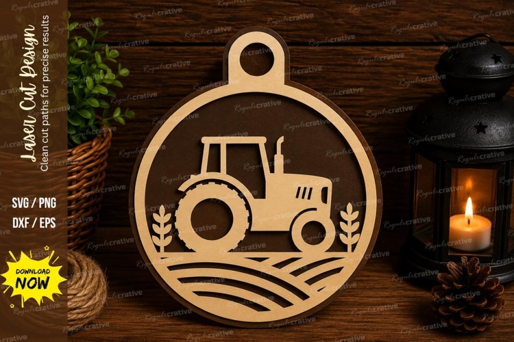 Farm Tractor Ornament Laser Cut SVG File tractor svg, farm