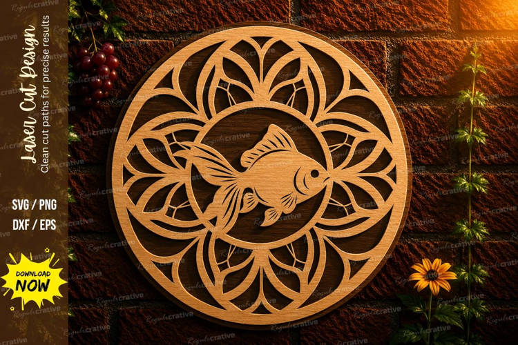 Mandala Fish Wall Art Laser Cut SVG File fish svg, mandala