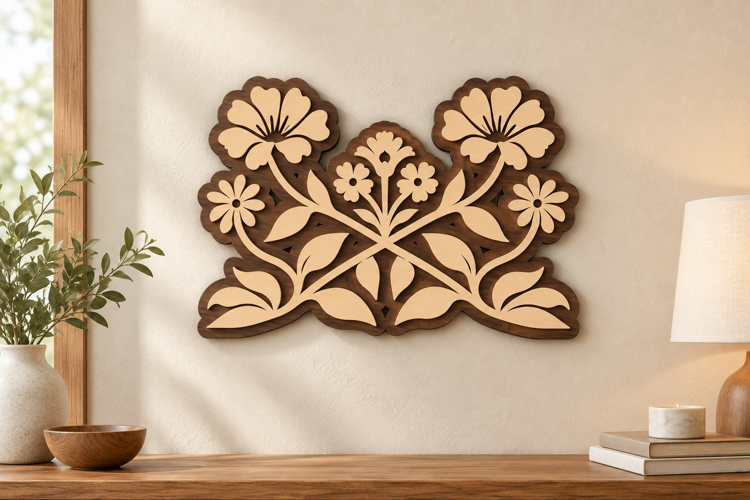 Floral Duo Laser Cut SVG File floral duo svg, flower wall