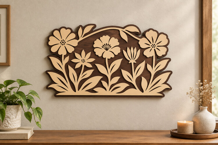 Wildflower Panel Laser Cut SVG File wildflower panel svg example image 1
