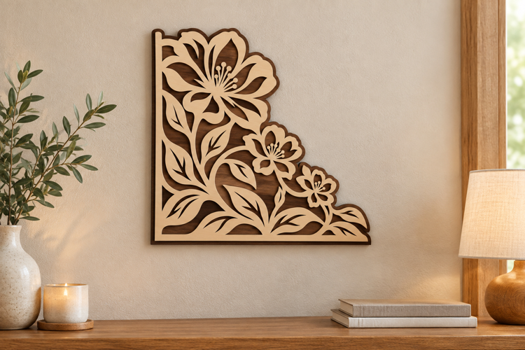 Floral Corner Laser Cut SVG File floral corner svg, flower