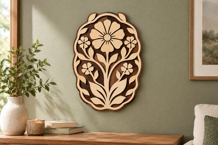 Oval Floral Laser Cut SVG File oval floral svg, floral oval example image 1