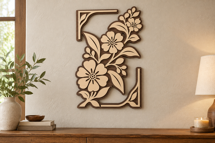 Floral Corner Laser Cut SVG File floral corner svg, flower
