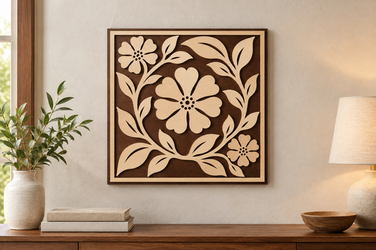 Floral Square Laser Cut SVG File floral square svg, square