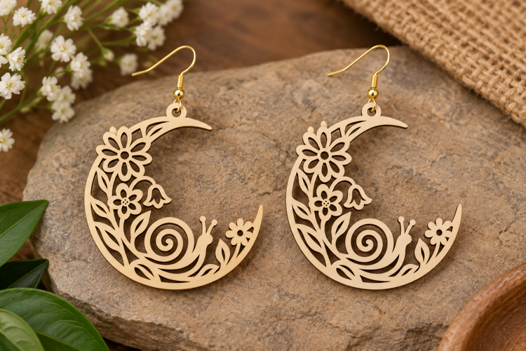Floral Crescent Laser Cut SVG File floral crescent svg