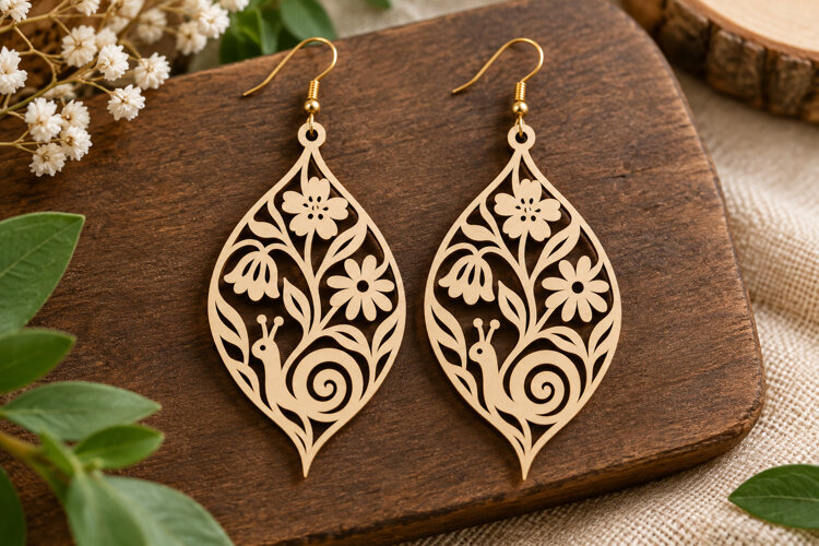 Leaf Drop Laser Cut SVG File leaf drop svg, leaf earring svg example image 1