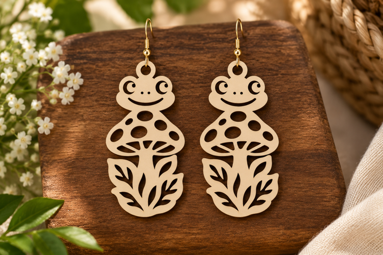 Frog Mushroom Laser Cut SVG File frog mushroom svg, frog ear