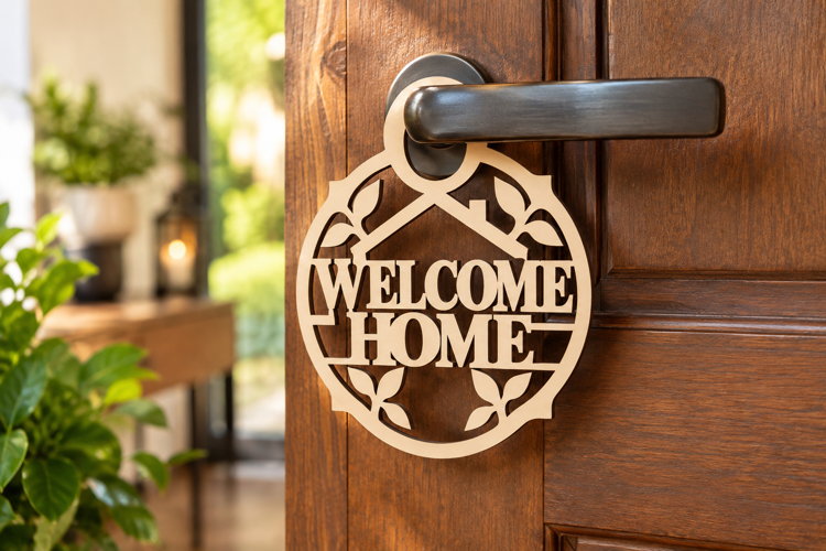 Welcome Home Oval Laser Cut SVG File welcome home svg