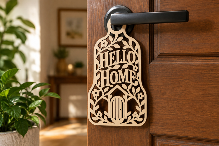 Hello Home Tag Laser Cut SVG File hello home svg, hello home