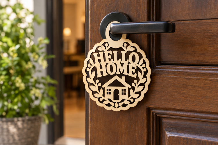 Round Hello Home Laser Cut SVG File round hello home, hello