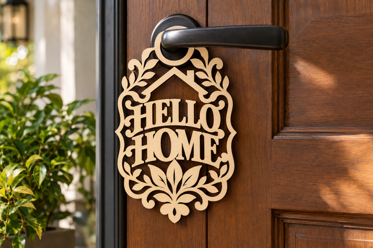 Floral Hello Home Laser Cut SVG File floral hello home