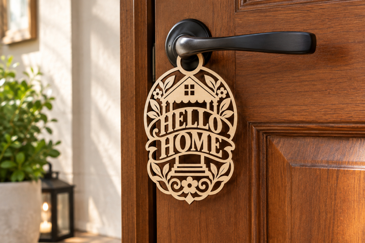 Ornate Hello Laser Cut SVG File ornate hello svg, hello home