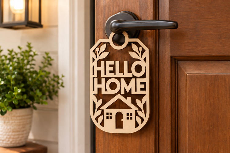 Hello Home Tag Laser Cut SVG File hello home svg, hello