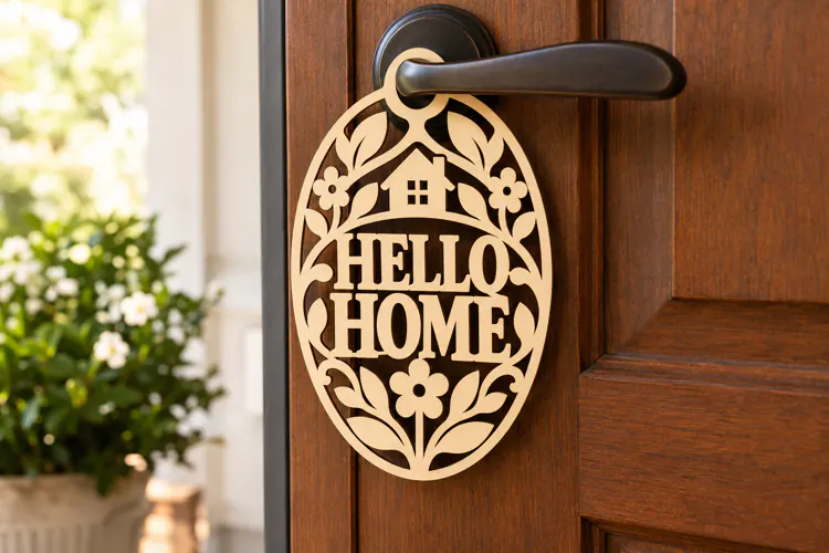 Floral Hello Home Laser Cut SVG File floral hello home, hell