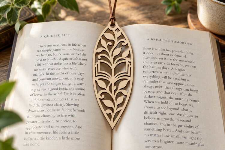 Leaf Book Laser Cut SVG File leaf bookmark svg, botanical example image 1