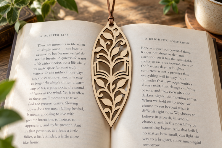 Leaf Book Laser Cut SVG File leaf bookmark svg, botanical