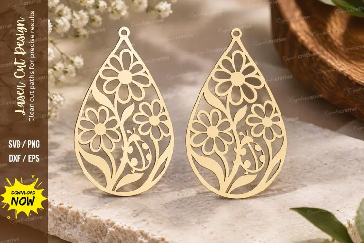 Floral Teardrop Laser Cut SVG File floral teardrop svg