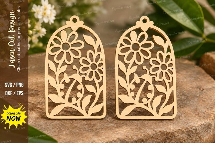 Floral Arch Laser Cut SVG File floral arch svg, arch earring example image 1