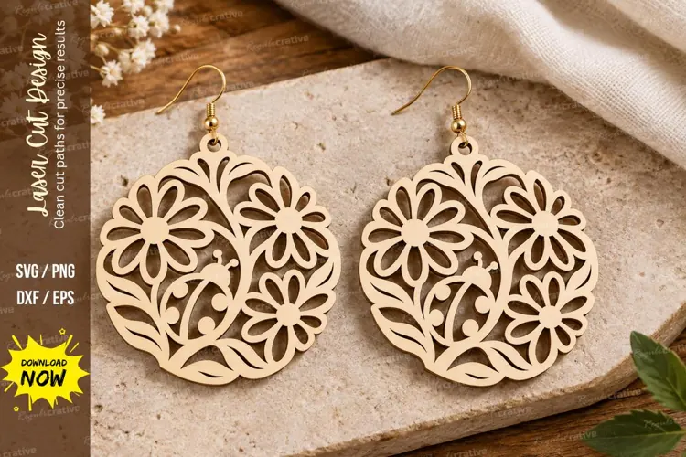 Round Floral Laser Cut SVG File round floral svg, flower svg