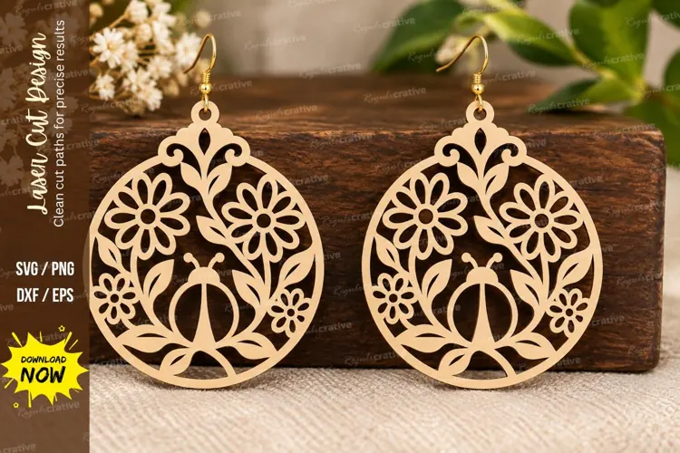 Lotus Floral Laser Cut SVG File lotus floral svg, lotus earr