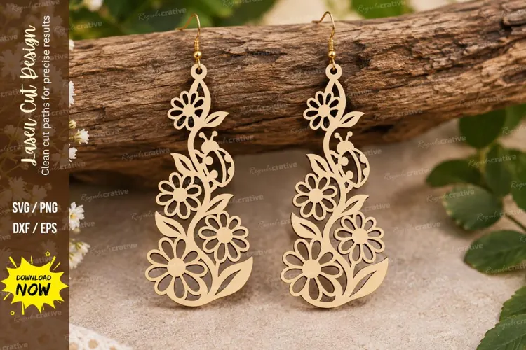 Floral Vine Laser Cut SVG File floral vine svg, vine earring