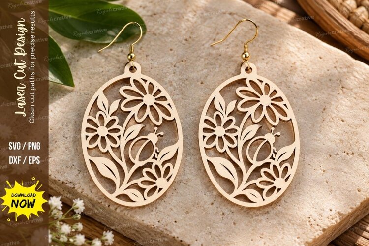 Leaf Floral Oval Laser Cut SVG File leaf floral svg, floral example image 1