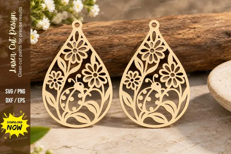 Floral Teardrop Laser Cut SVG File floral teardrop svg