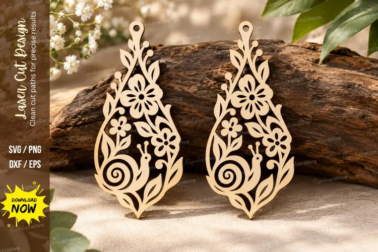 Ornate Snail Teardrop Laser Cut SVG File snail teardrop svg,
