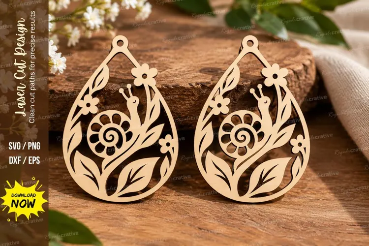 Snail Floral Teardrop Laser Cut SVG File snail teardrop svg,