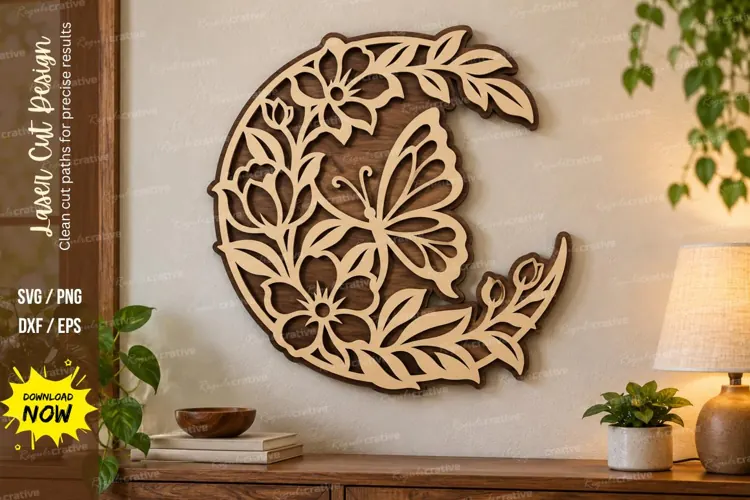 Butterfly Crescent Laser Cut SVG File butterfly crescent svg