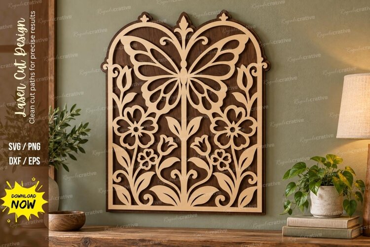 Butterfly Floral Arch Laser Cut SVG File butterfly arch svg example image 1
