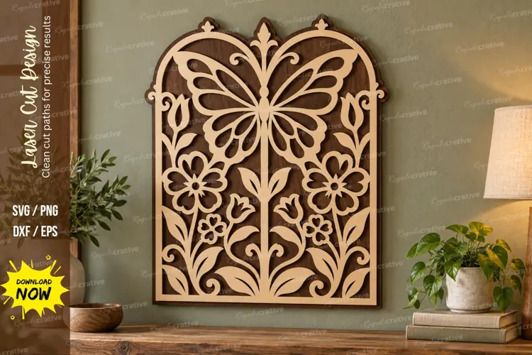 Butterfly Floral Arch Laser Cut SVG File butterfly arch svg