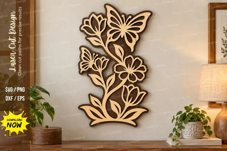 Butterfly Flower Laser Cut SVG File butterfly flower svg,