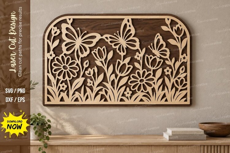 Butterfly Garden Panel Laser Cut SVG File butterfly garden example image 1