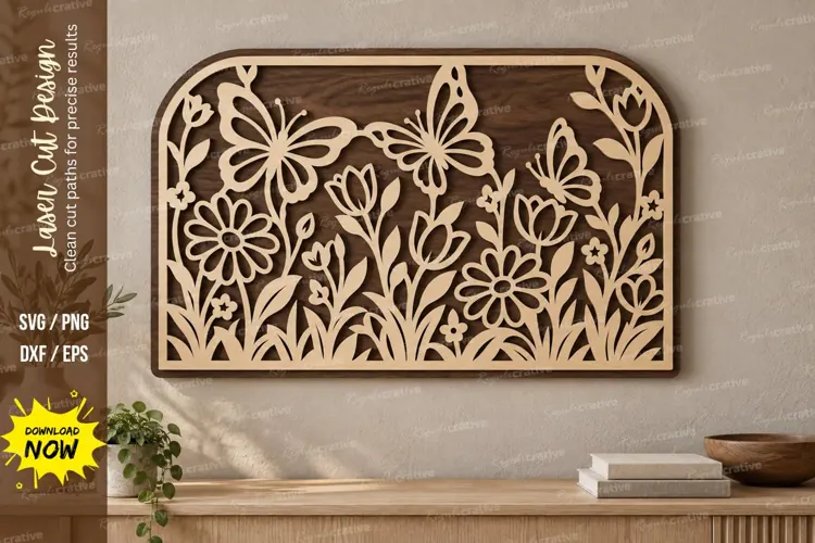 Butterfly Garden Panel Laser Cut SVG File butterfly garden