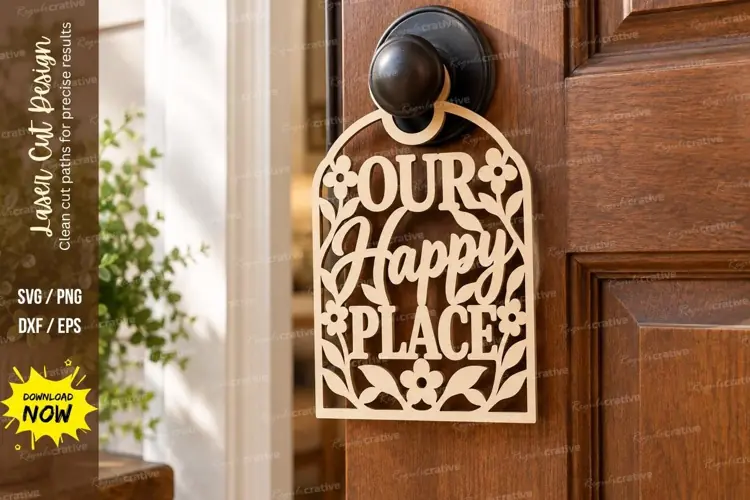 Arch Our Happy Place Door Hanger Laser Cut SVG File our happ