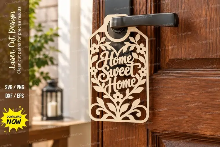 Floral Home Sweet Home Tag Laser Cut SVG File home sweet hom