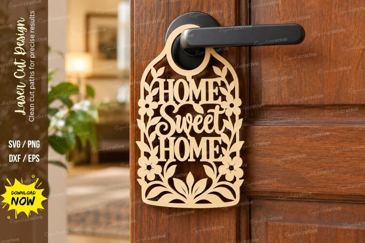 Arch Home Sweet Home Door Hanger Laser Cut SVG File home example image 1