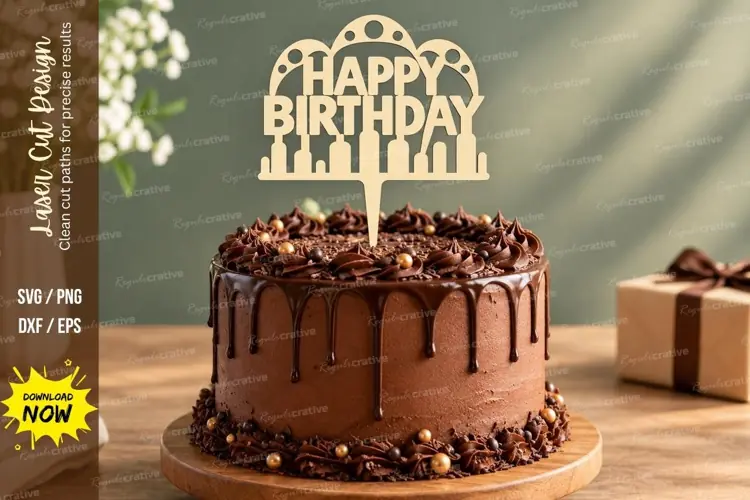 Happy Birthday Arch Cake Topper Laser Cut SVG File happy