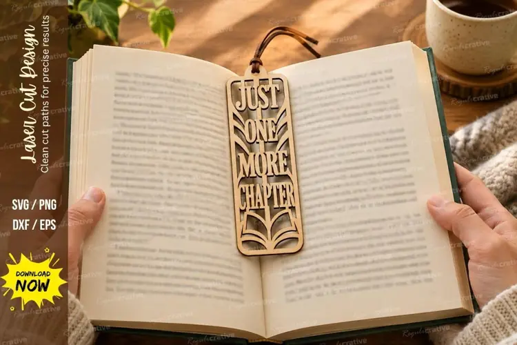 Floral Chapter Bookmark Laser Cut SVG File just one more