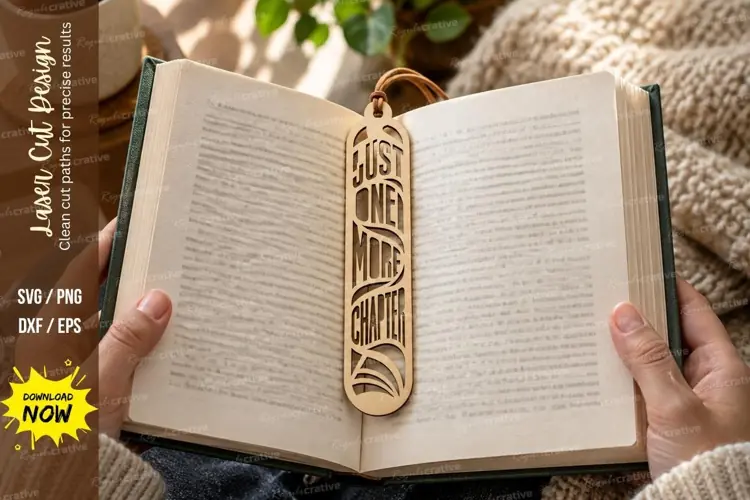 Chapter Quote Bookmark Laser Cut SVG File just one more