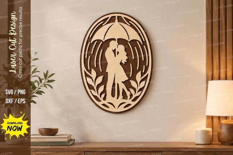 Romantic Sunset Couple Wall Art Laser Cut SVG File romantic example image 1