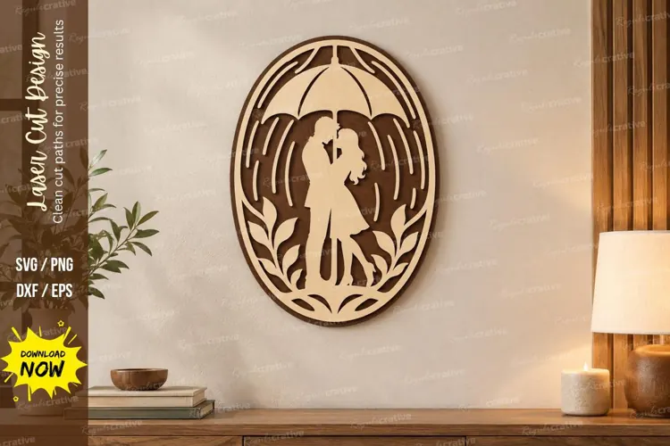 Romantic Sunset Couple Wall Art Laser Cut SVG File romantic